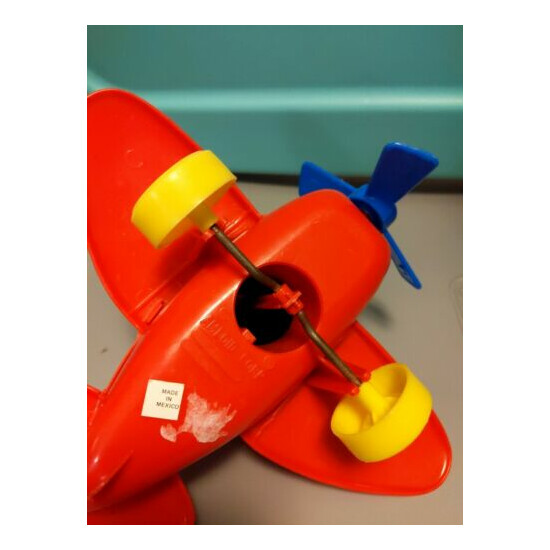 Amloid Corp Boy in Red Airplane Push Toy used Made In Mexico Vintage Rare  {3}