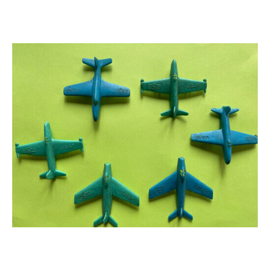 Lot of 6 1960's Vintage Plastic Toy Airplanes Jets USAF Blue Green {1}