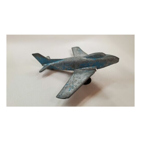 Vintage Toy Airplane Midgetoy Rockford IL Metal Navy Plane - Blue {3}