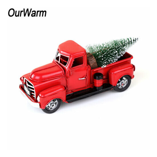Vintage Red Metal Truck & Movable Wheels Old Car Model Kids Gift Table Top Decor 