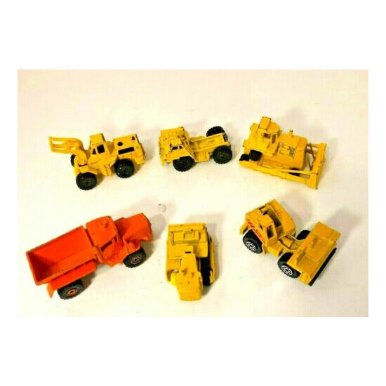 Lot 6 Vtg Hot Wheels Matchbox Car Yellow Earth Mover Bulldozer Dump Truck Loader {1}