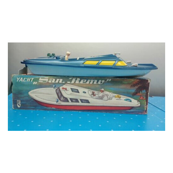 Vintage 1960's Yacht San Remo Wind Up 18" Boat Michael Seidel Germany Boxed {1}