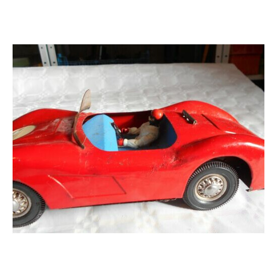 vintage Tinplate toy racing car le mans friction drive 1960s porsche ferrari  {4}