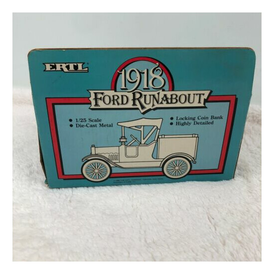 ERTL 1918 Ford Runabout Blue Die-Cast Metal Locking Coin Bank 1/25 Scale Car {10}