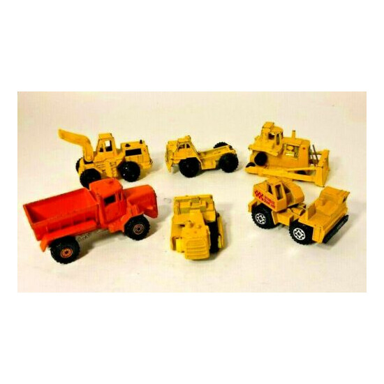 Lot 6 Vtg Hot Wheels Matchbox Car Yellow Earth Mover Bulldozer Dump Truck Loader {4}