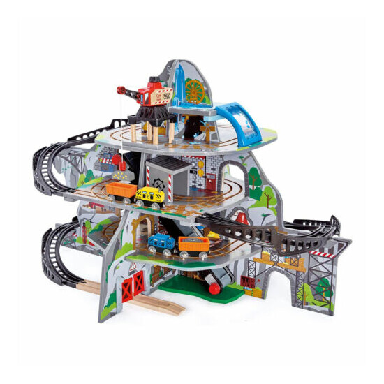 Hape Kids Wooden Railway Cargo Train Station Mighty Mountain Mine Toy Play Set {1}