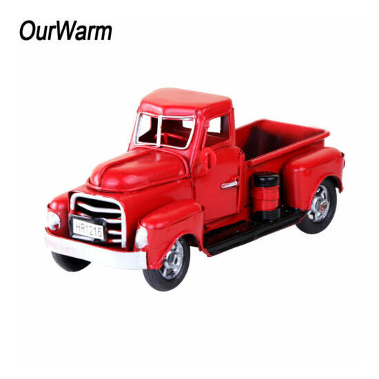 Red Metal Truck Vintage & Movable Wheels Old Car Model Kids Gifts Desktop Decor {12}