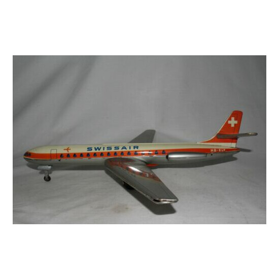 1960's Arnold Made in Germany Swissair Tin Friction Airplane, Nice Original {1}