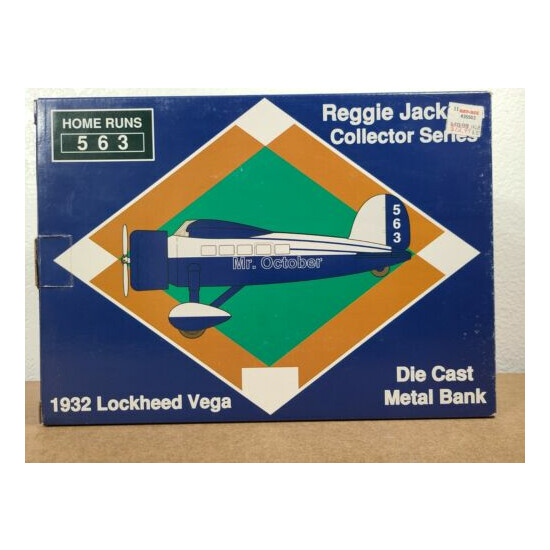 NIB Reggie Jackson "Mr. October" 1932 Lockheed Vega Die Cast Bank Replica Blue {7}