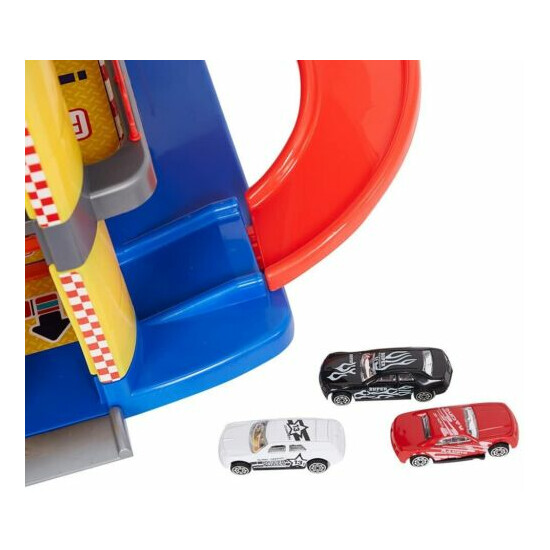 Kariyer Parking Car Garage Playset Lift Platform with 6 Slide Cars Kids Gifts  {5}