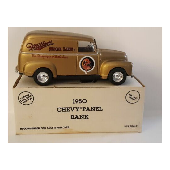 Vintage ERTL Diecast 1950 Chevy Panel Truck - Miller High Life 1:25 Coin Bank {1}