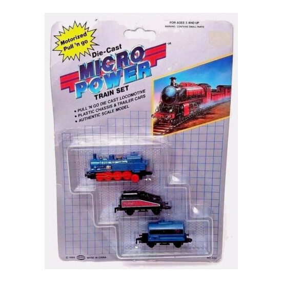 VINTAGE Die-Cast Locomotive Micro Power - Diecast Soma BLUE Train Set 1989 - NEW {1}