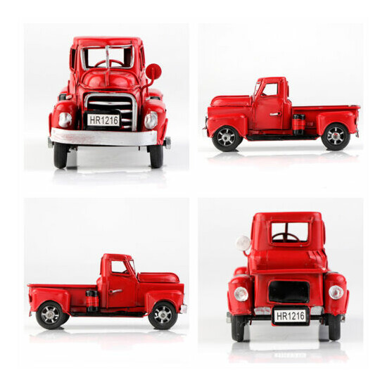 Red Metal Truck Vintage & Movable Wheels Old Car Model Kids Gifts Desktop Decor {10}