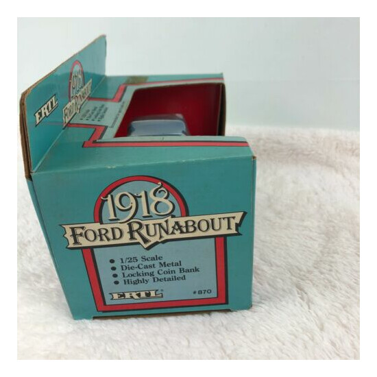 ERTL 1918 Ford Runabout Blue Die-Cast Metal Locking Coin Bank 1/25 Scale Car {11}