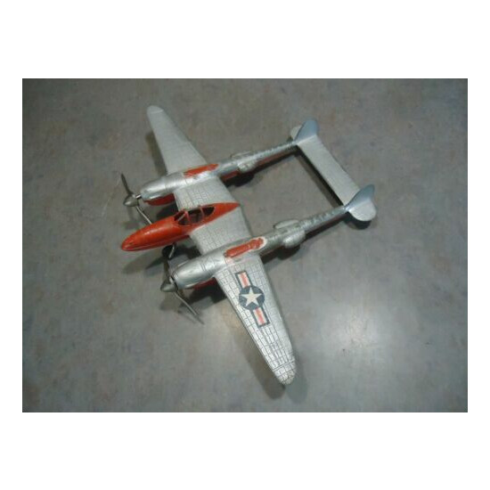 Hubley Lockheed p-38 fighter plane vtg metal toy airplane  {1}