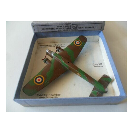 Dinky toys aeroplane #62t Whitley bomber aircraft with box, excellent example {1}