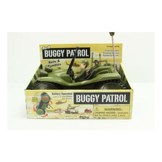 2011 Buggy Patrol Flashing Lights Antenna Army Military Jeep Tumbling Action Toy {1}