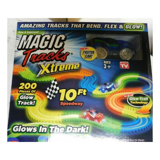 Magic Tracks Xtreme W/ Blue Race Car -10 FT Speedway 200 Pieces of Glow Track {1}
