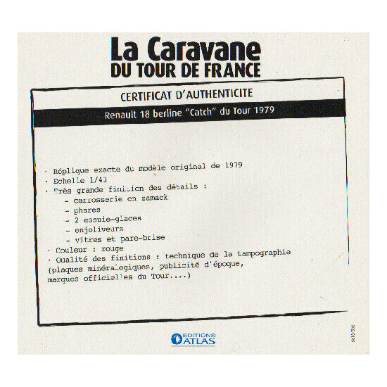 Certificate of authenticity the caravan tour de France to choice see list  {36}