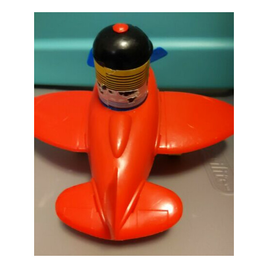 Amloid Corp Boy in Red Airplane Push Toy used Made In Mexico Vintage Rare  {2}