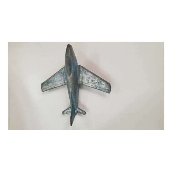 Vintage Toy Airplane Midgetoy Rockford IL Metal Navy Plane - Blue {4}