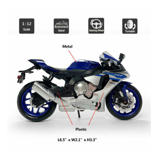 1:12 Yamaha YZF-R1 Motorcycle Model Diecast Sport Bike Toy Boys Kids Gift Blue {2}
