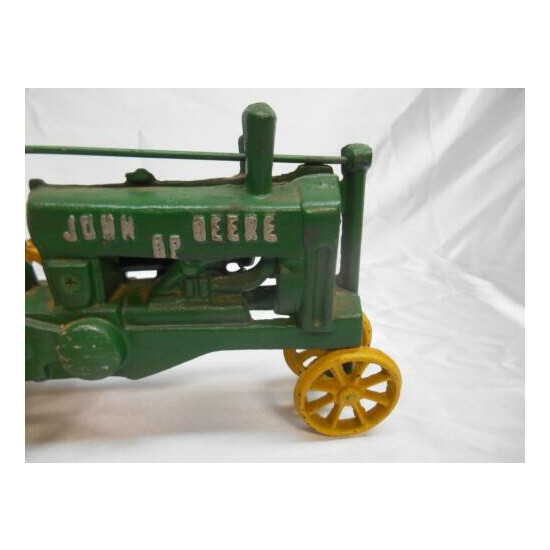 Old Vtg JOHN DEERE CAST IRON TRACTOR TOY FARM VEHICLE ADVERTISING Agriculture {2}