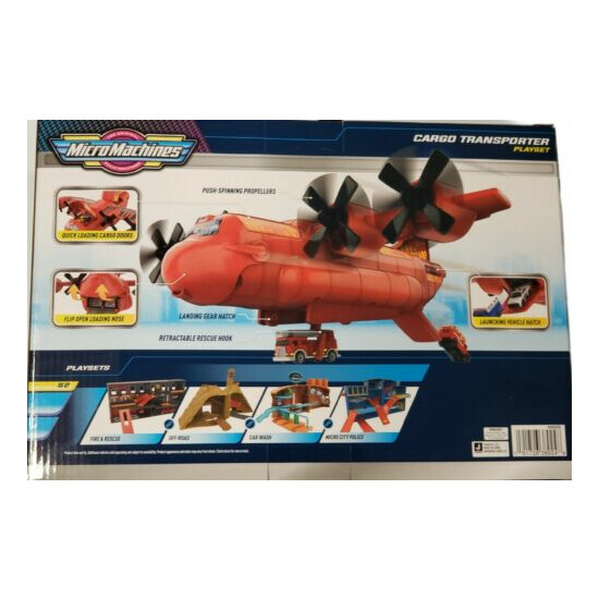 Micro Machines Fire & Rescue CARGO TRANSPORTER Playset Car Holds 16+ Vehicles {3}