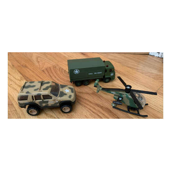 vintage matchbox helicopter 1998 pull string & army jeep & army transport truck {1}