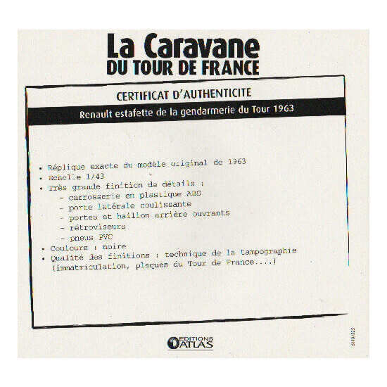 Certificate of authenticity the caravan tour de France to choice see list  {28}